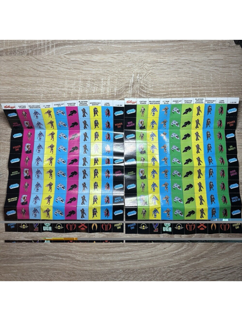 Vintage 1987 Kelloggs Captain Power Perforated Stamp Sheets Uncut Lot 2 Mattel